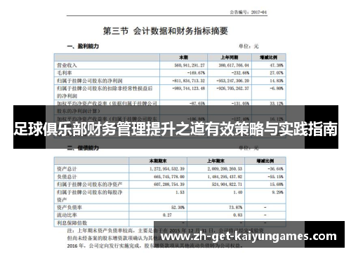 足球俱乐部财务管理提升之道有效策略与实践指南 足球俱乐部财务管理提升之道有效策略与实践指南